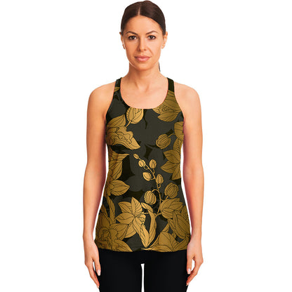 Golden Orchid Pattern Print Women's Racerback Tank Top