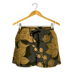 Golden Orchid Pattern Print Women's Shorts