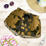 Golden Orchid Pattern Print Women's Shorts