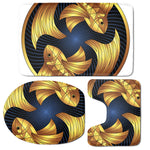 Golden Pisces Zodiac Sign Print 3 Piece Bath Mat Set