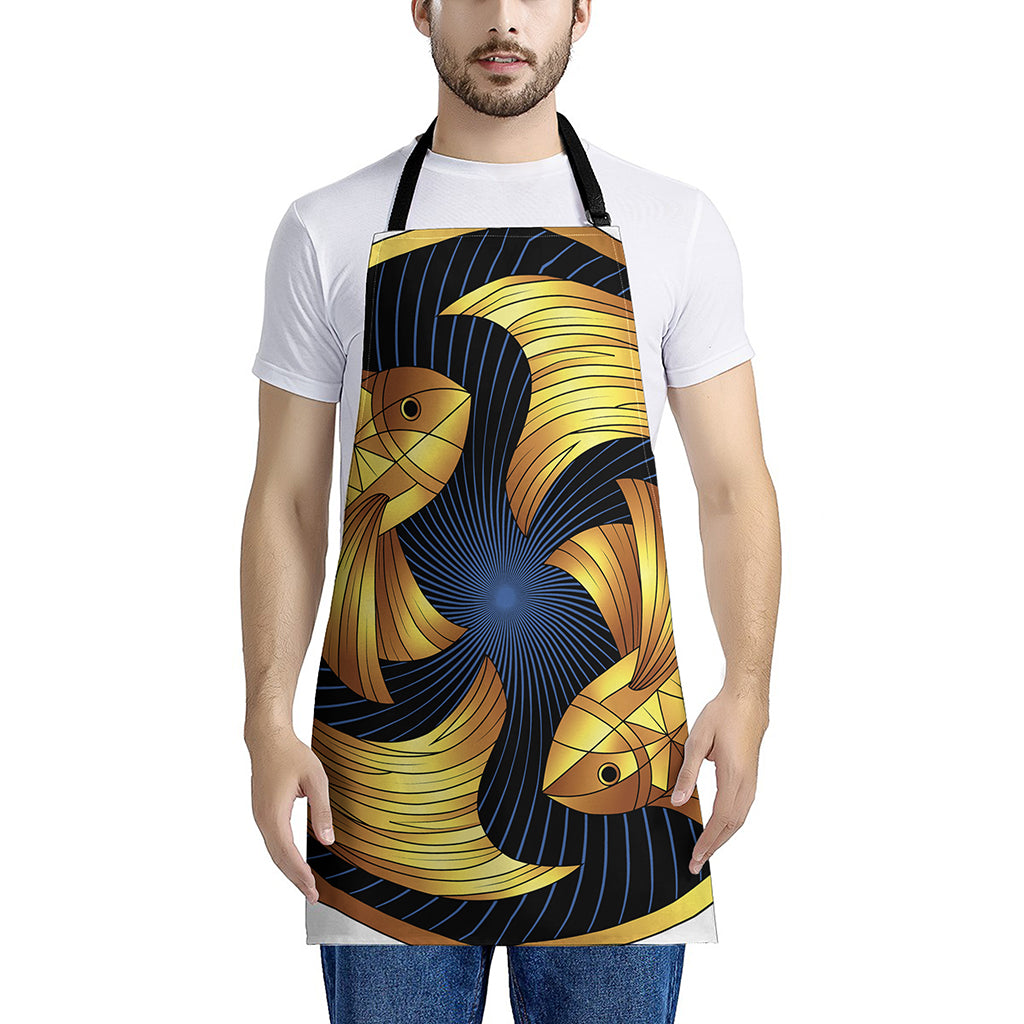Golden Pisces Zodiac Sign Print Apron