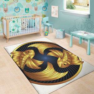 Golden Pisces Zodiac Sign Print Area Rug