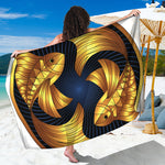 Golden Pisces Zodiac Sign Print Beach Sarong Wrap