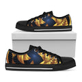 Golden Pisces Zodiac Sign Print Black Low Top Sneakers
