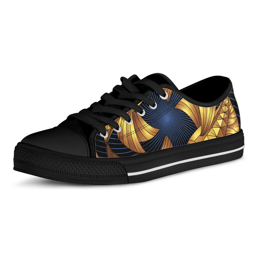 Golden Pisces Zodiac Sign Print Black Low Top Shoes 