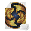 Golden Pisces Zodiac Sign Print Blanket