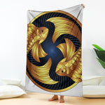 Golden Pisces Zodiac Sign Print Blanket