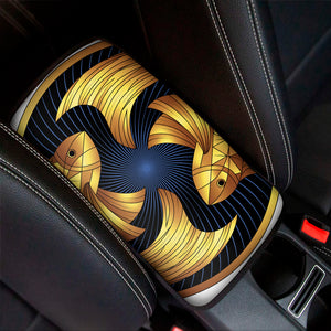 Golden Pisces Zodiac Sign Print Car Center Console Cover