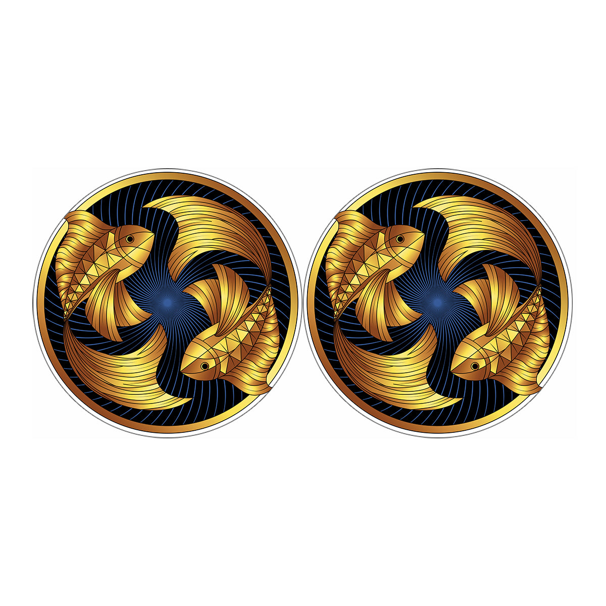 Golden Pisces Zodiac Sign Print Car Coasters
