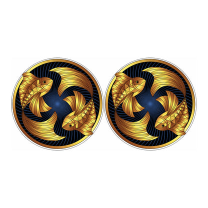 Golden Pisces Zodiac Sign Print Car Coasters