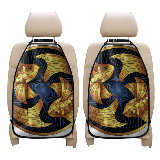 Golden Pisces Zodiac Sign Print Car Seat Organizers