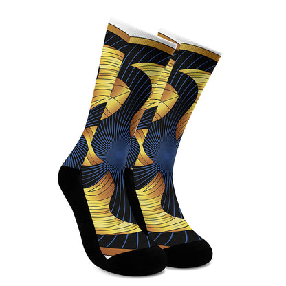 Golden Pisces Zodiac Sign Print Crew Socks