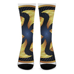 Golden Pisces Zodiac Sign Print Crew Socks