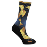 Golden Pisces Zodiac Sign Print Crew Socks
