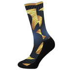 Golden Pisces Zodiac Sign Print Crew Socks