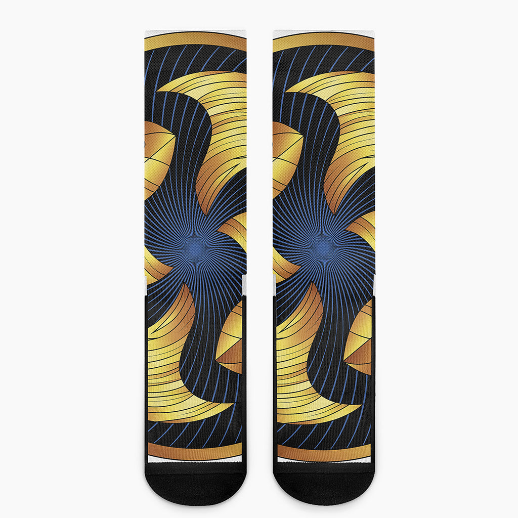 Golden Pisces Zodiac Sign Print Crew Socks