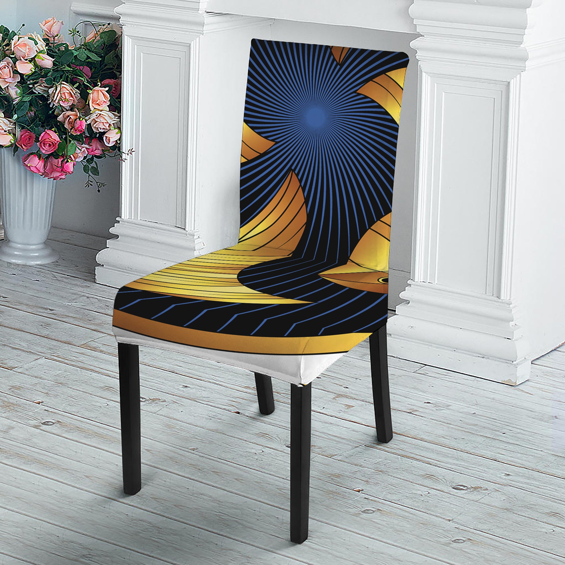 Golden Pisces Zodiac Sign Print Dining Chair Slipcover