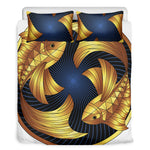 Golden Pisces Zodiac Sign Print Duvet Cover Bedding Set
