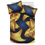 Golden Pisces Zodiac Sign Print Duvet Cover Bedding Set