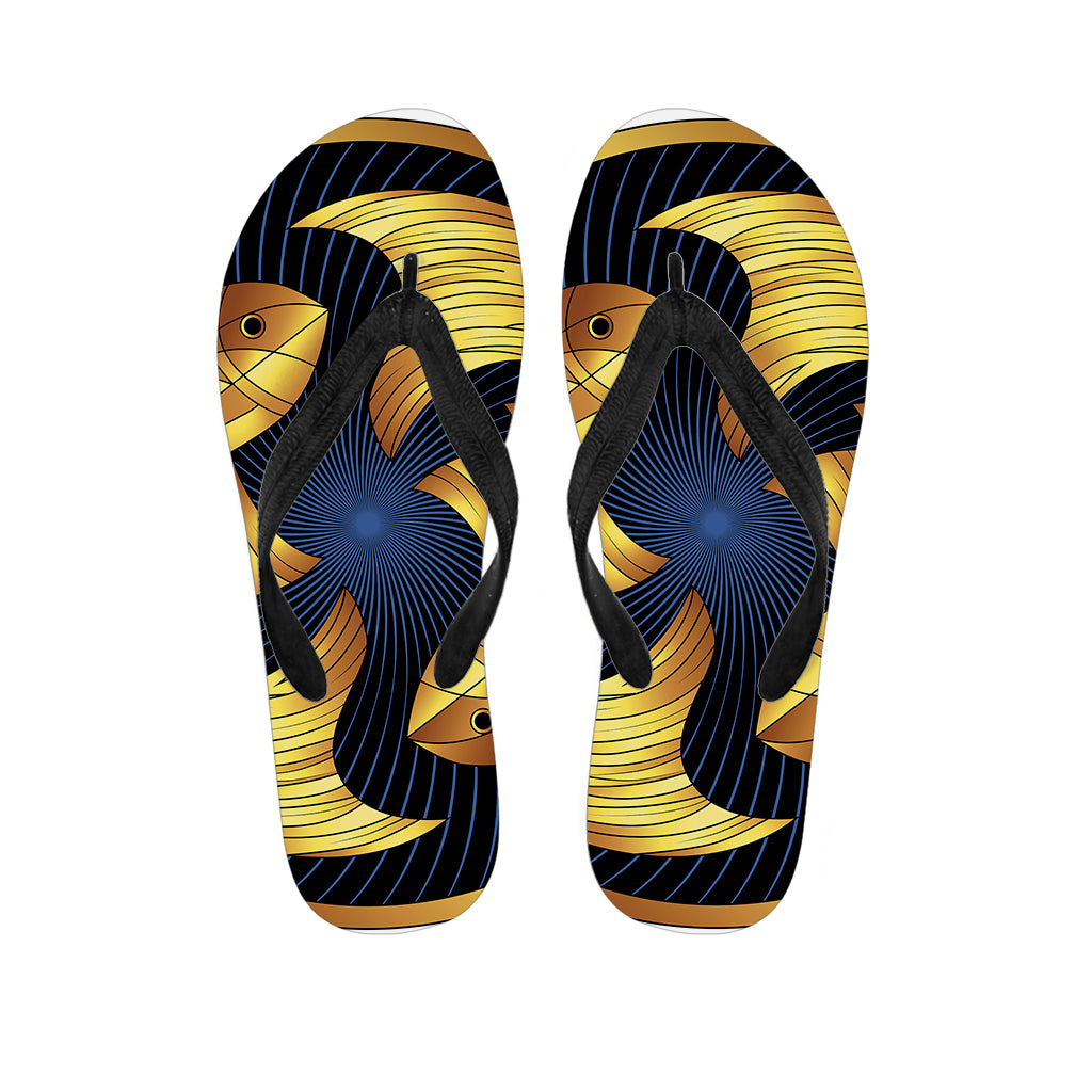 Golden Pisces Zodiac Sign Print Flip Flops