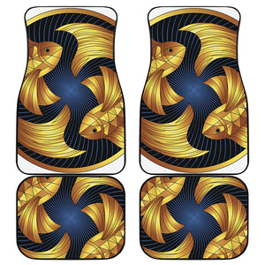 Golden Pisces Zodiac Sign Print Front and Back Car Floor Mats