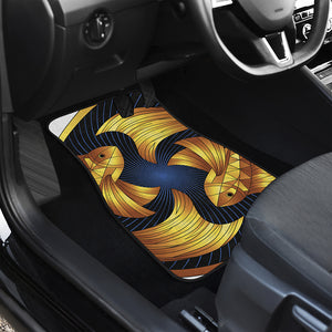 Golden Pisces Zodiac Sign Print Front and Back Car Floor Mats