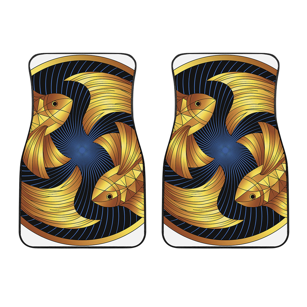 Golden Pisces Zodiac Sign Print Front Car Floor Mats