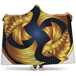 Golden Pisces Zodiac Sign Print Hooded Blanket