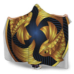 Golden Pisces Zodiac Sign Print Hooded Blanket