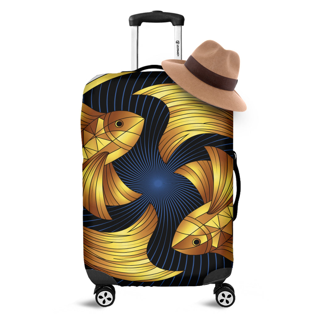 Golden Pisces Zodiac Sign Print Luggage Cover