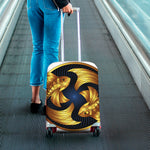 Golden Pisces Zodiac Sign Print Luggage Cover