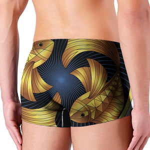 Golden Pisces Zodiac Sign Print Men's Boxer Briefs