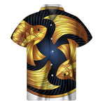 Golden Pisces Zodiac Sign Print Men's Short Sleeve Shirt