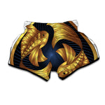 Golden Pisces Zodiac Sign Print Muay Thai Boxing Shorts