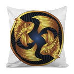 Golden Pisces Zodiac Sign Print Pillow Cover