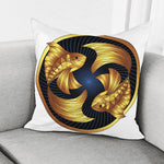 Golden Pisces Zodiac Sign Print Pillow Cover