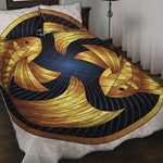Golden Pisces Zodiac Sign Print Quilt Bed Set