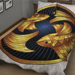 Golden Pisces Zodiac Sign Print Quilt Bed Set