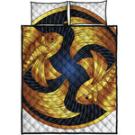 Golden Pisces Zodiac Sign Print Quilt Bed Set