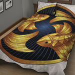 Golden Pisces Zodiac Sign Print Quilt Bed Set