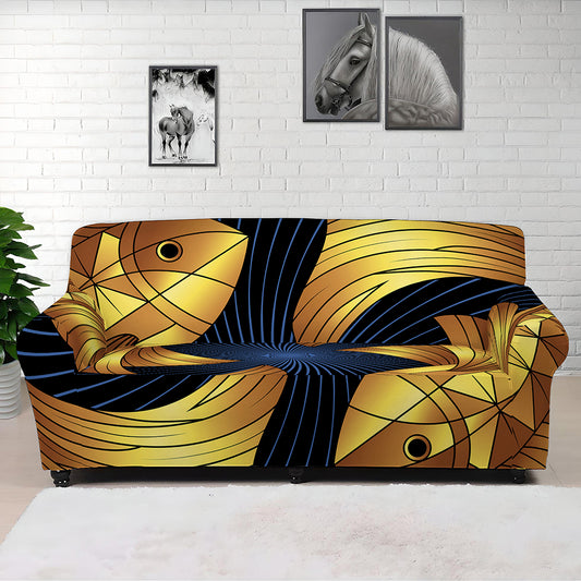 Golden Pisces Zodiac Sign Print Sofa Cover
