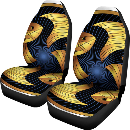 Golden Pisces Zodiac Sign Print Universal Fit Car Seat Covers