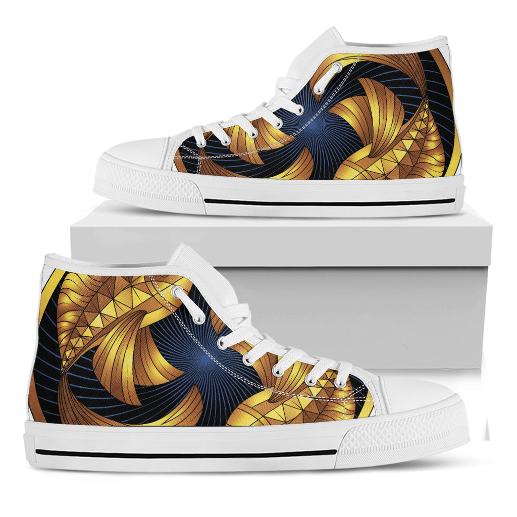 Golden Pisces Zodiac Sign Print White High Top Shoes