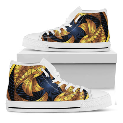 Golden Pisces Zodiac Sign Print White High Top Shoes