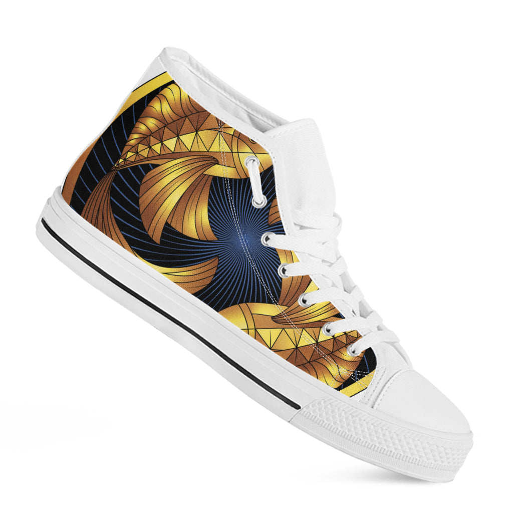 Golden Pisces Zodiac Sign Print White High Top Shoes