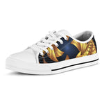Golden Pisces Zodiac Sign Print White Low Top Shoes