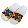 Golden Pisces Zodiac Sign Print White Slide Sandals