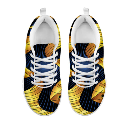 Golden Pisces Zodiac Sign Print White Sneakers
