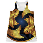 Golden Pisces Zodiac Sign Print Women's Racerback Tank Top