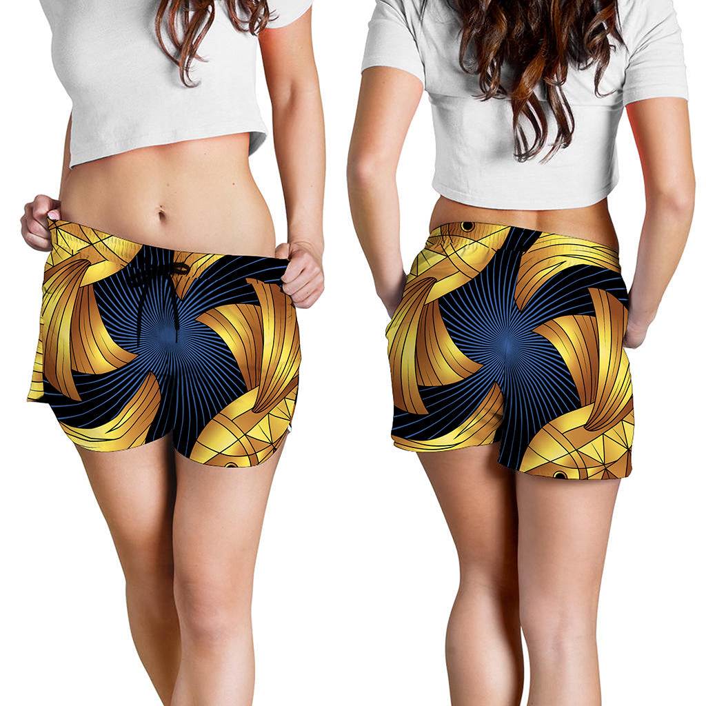 Golden Pisces Zodiac Sign Print Women's Shorts